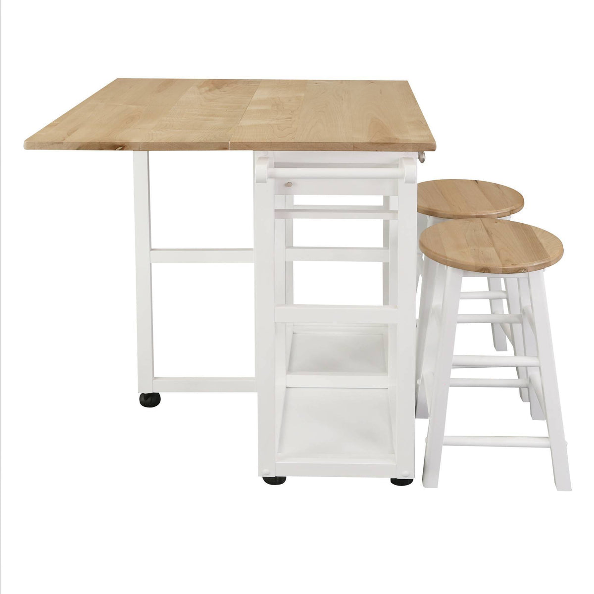 American Maple Drop Leaf Table Top Breakfast Cart Natural White T4856