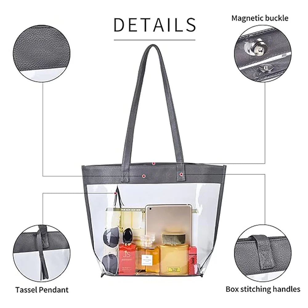 Clear Tote Bags with Magnetic Buckle Closure (1pc) S6678