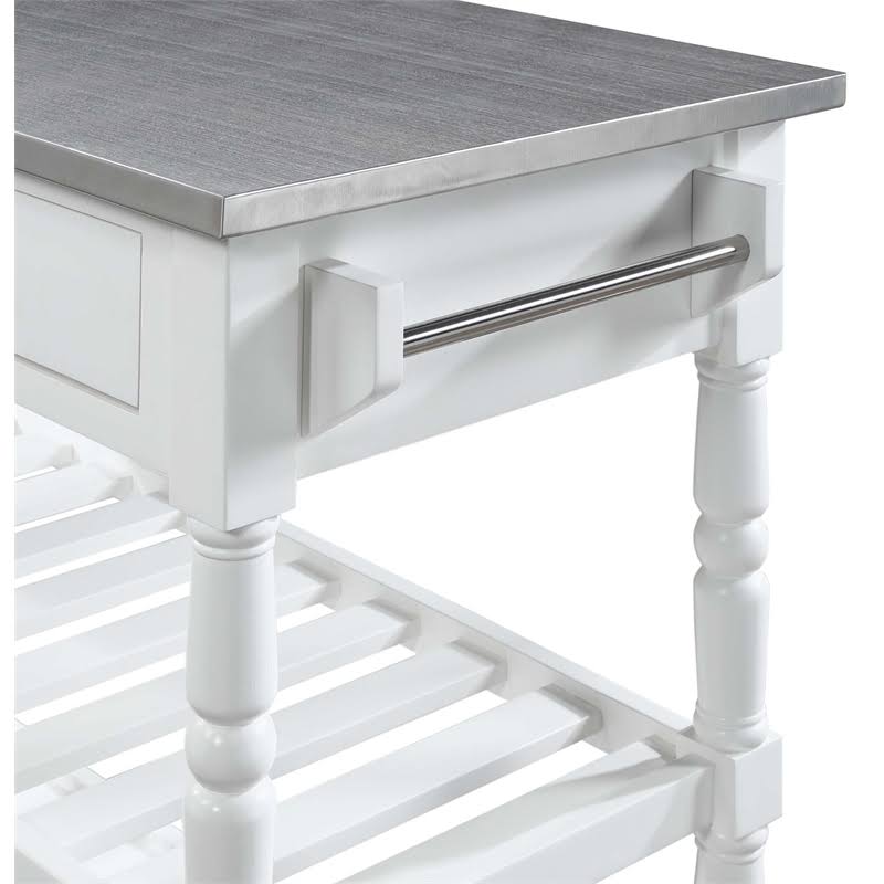 White Stainless Steel Top Kitchen Cart S72238