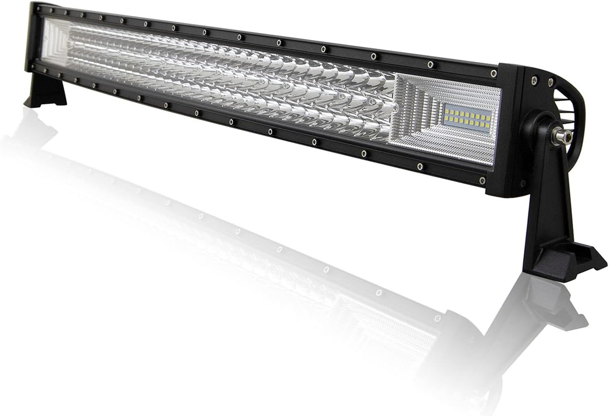 32 inch 405W Curved Triple Row 7D Led Work Light Bar Spot Flood Combo Beam DC 12V-24V 6000k Pack of 2 P39042