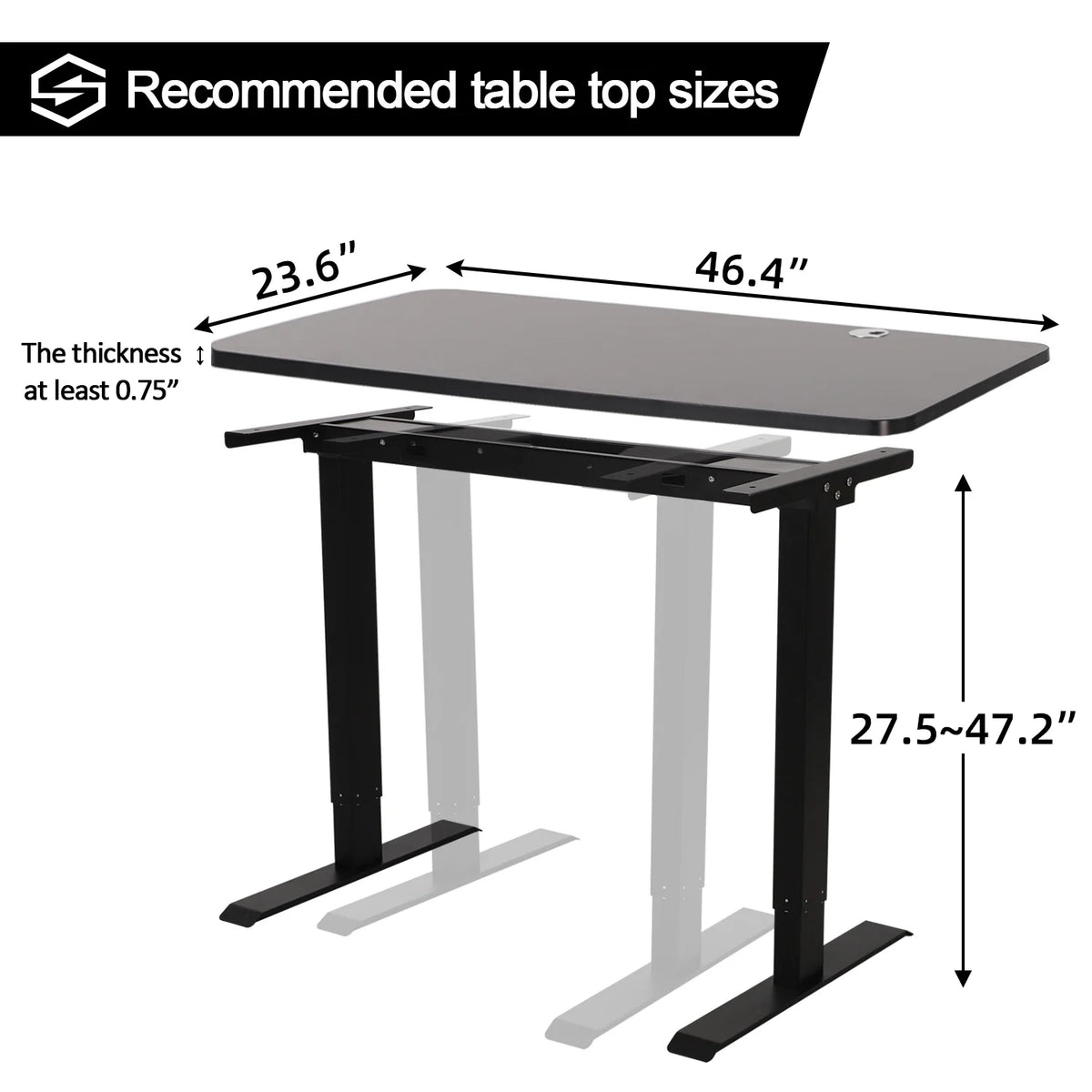 Black Electric Standing Desk Converter with 46 in. Top K7812