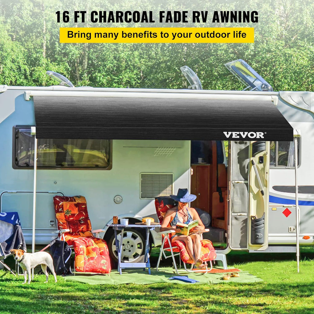 Charcoal 15oz Vinyl RV Awning Replacement Fabric C39016