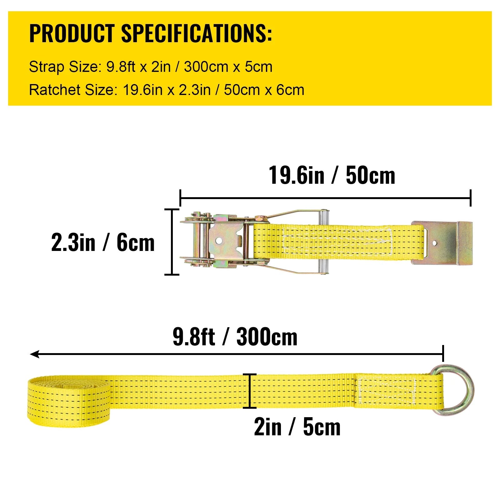 Yellow 4pcs Ratchet Tie Down Strap P849791
