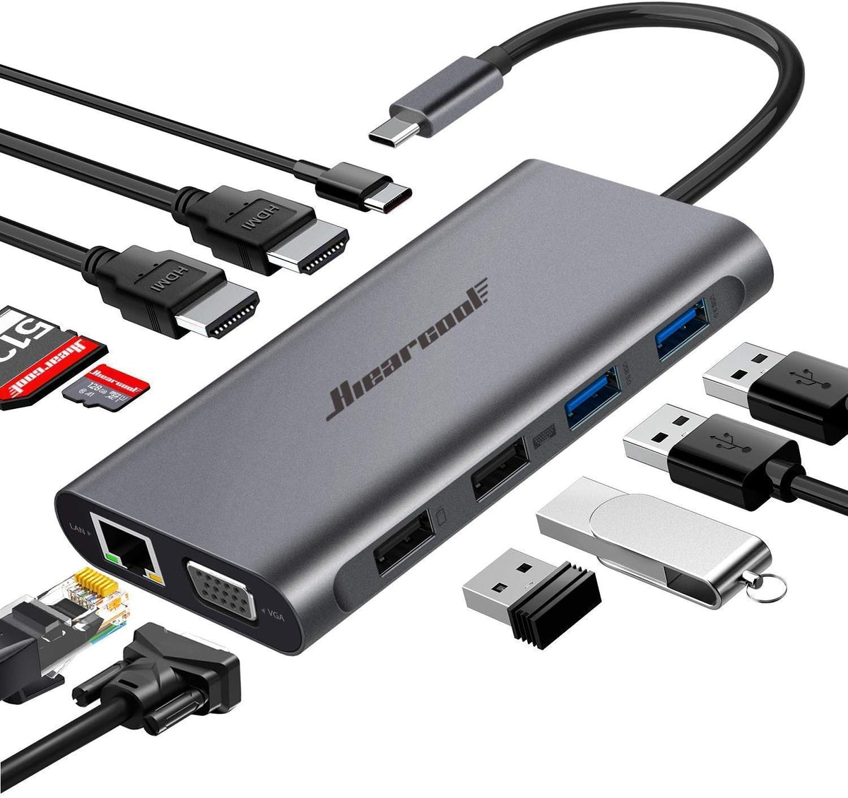 USB C Hub 11 in 1 Triple Display Adapter L30635