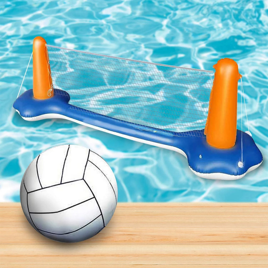 2-in-1 Inflatable Pool Basketball Hoop and Volleyball Set with Pool Net, Weight Bags I552