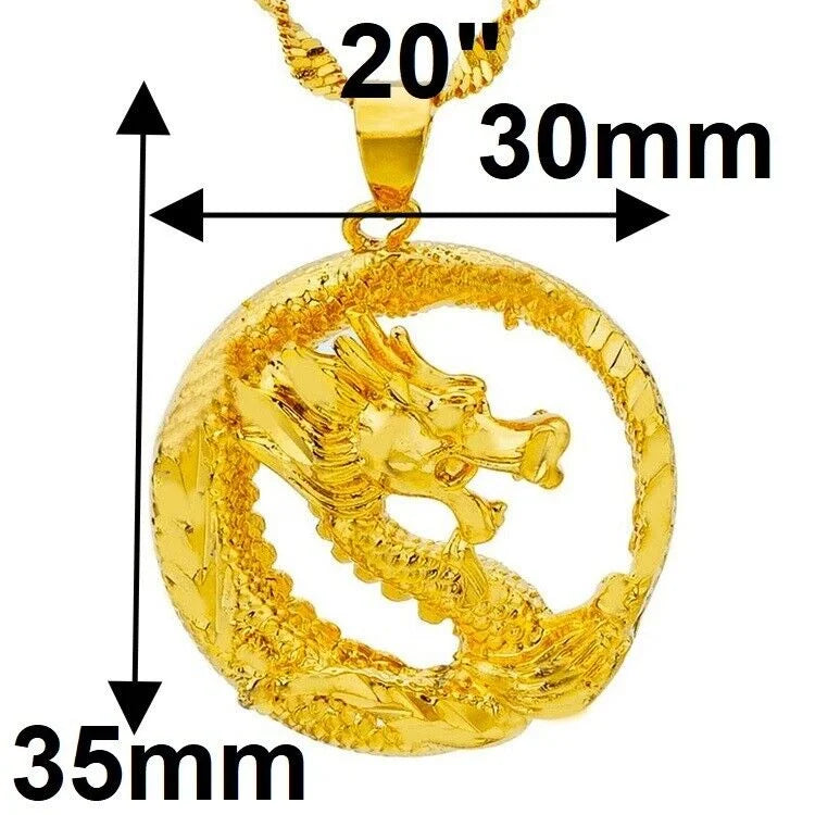 18k Gold Filled Sterling Silver Dragon Link Pendant Necklace O312144