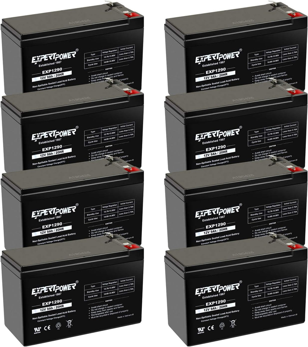 12v 9ah Sealed Lead Acid Battery with F2 Terminals, 8 Pack Q1439