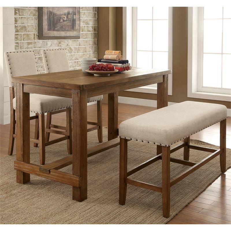 Beige Counter Height Dining Bench F849