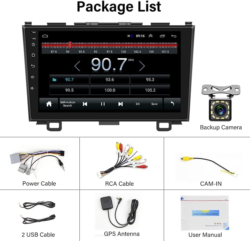 9 Inch Touch Screen Car Stereo Radio with Navigation Bluetooth Backup Camera D56360