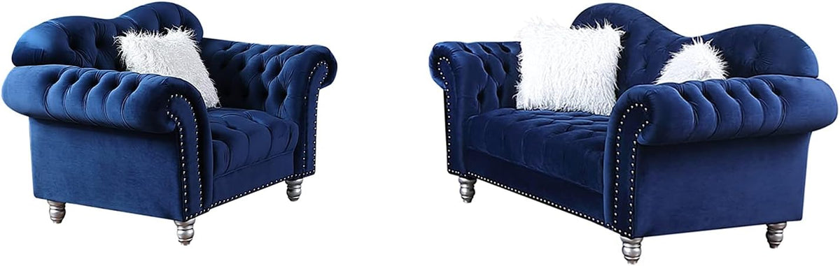 Grey Chesterfield Tufted Armchair Loveseat B493919