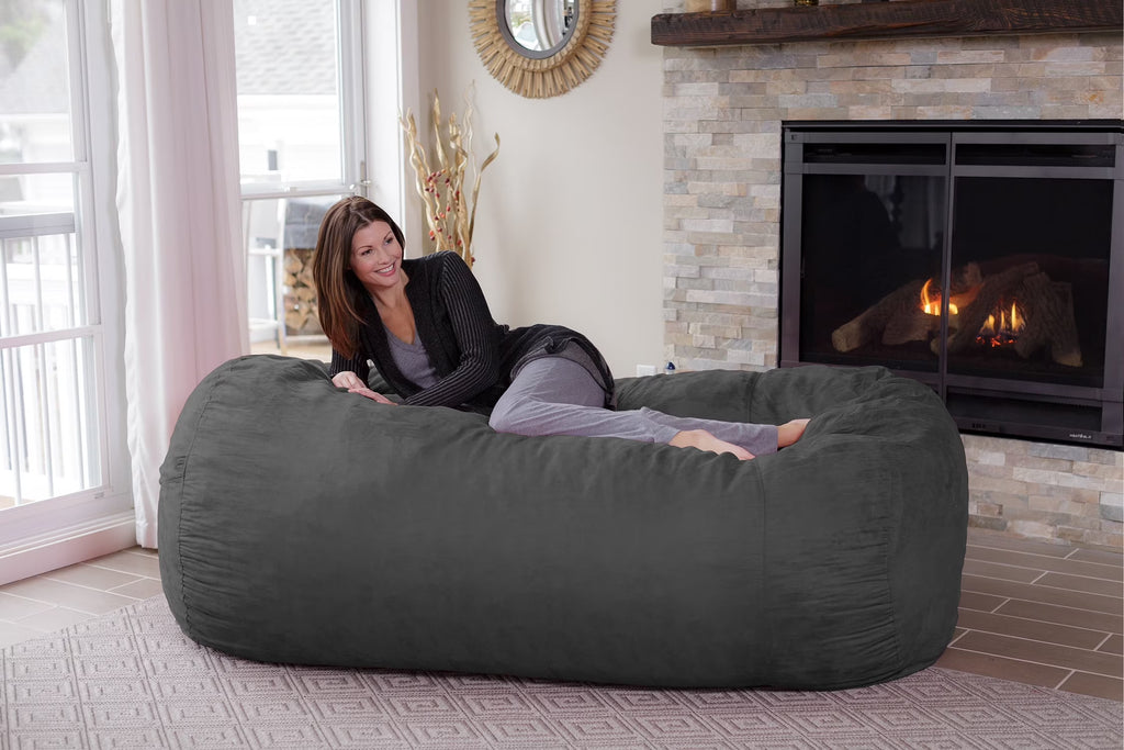 6 ft Gray Memory Foam Bean Bag Chair X616
