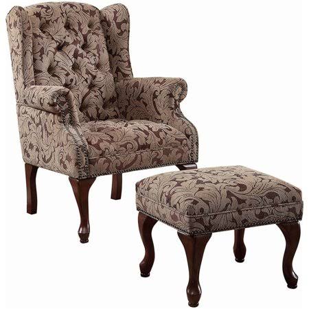 Wing Back Accent Chair and Ottoman in Brown, Beige L33470