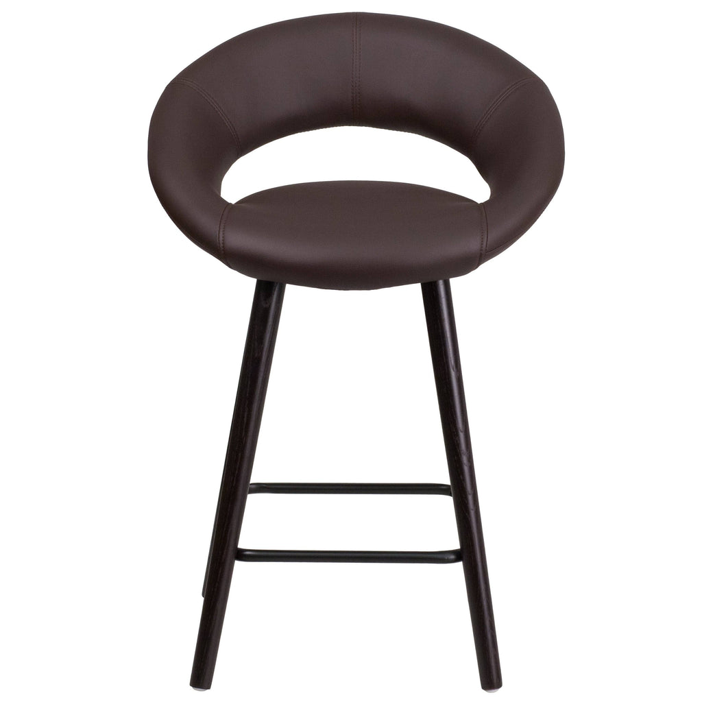 Brown Counter Stool with Wood Base (1 Stool) R840