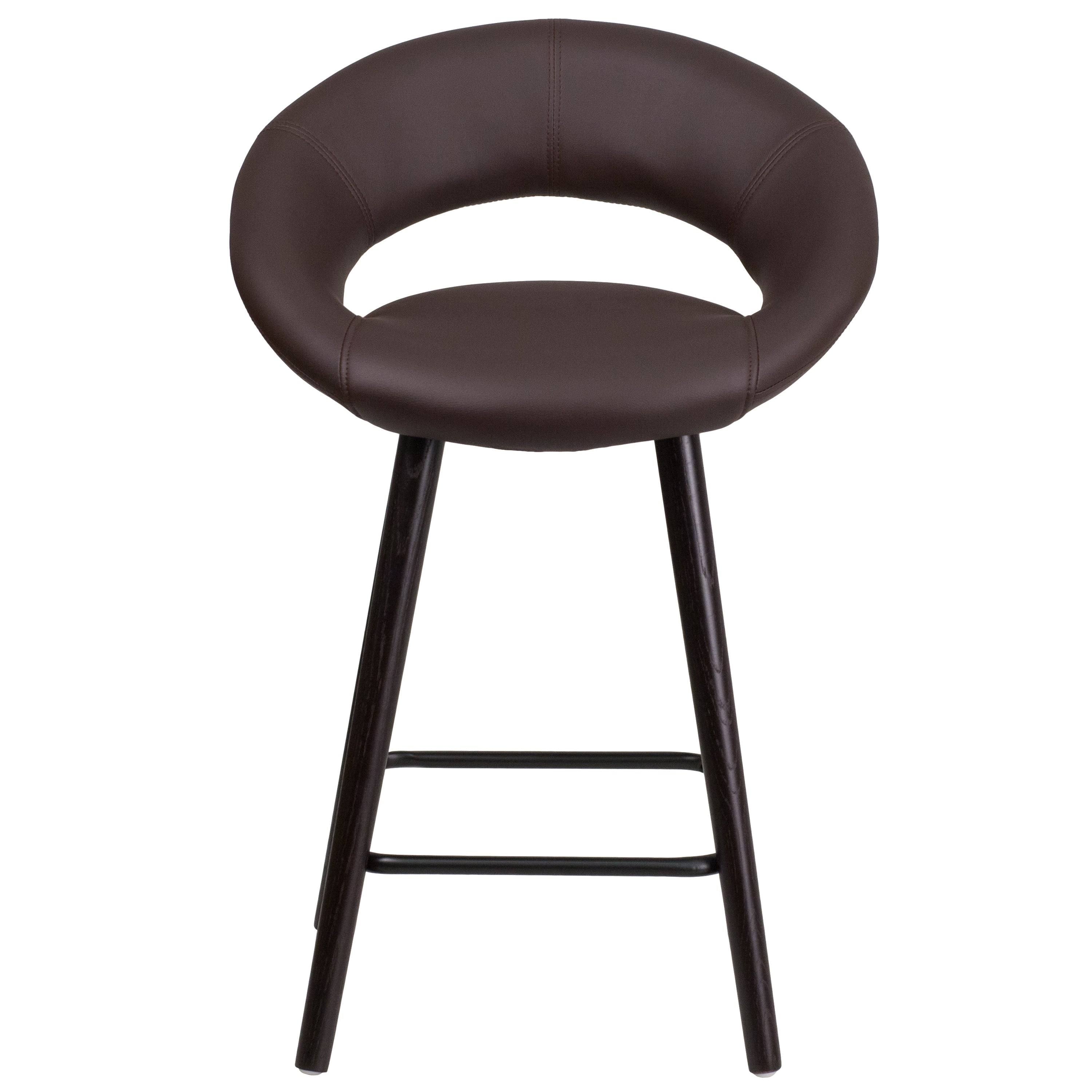 Brown Counter Stool with Wood Base (1 Stool) R840