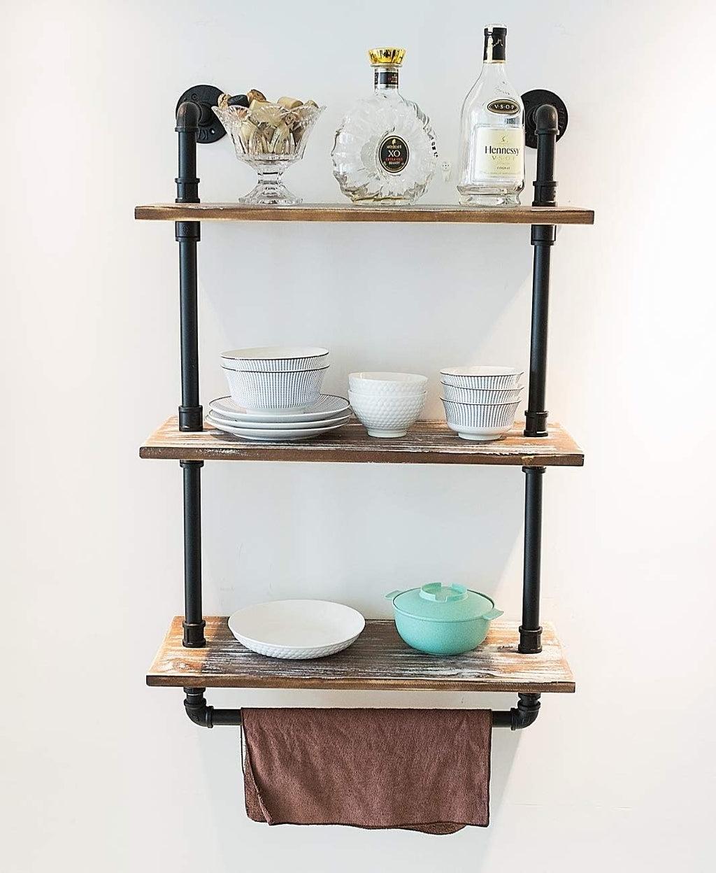 Industrial Retro Wall Mounted Iron Water Pipe Shelf X611846