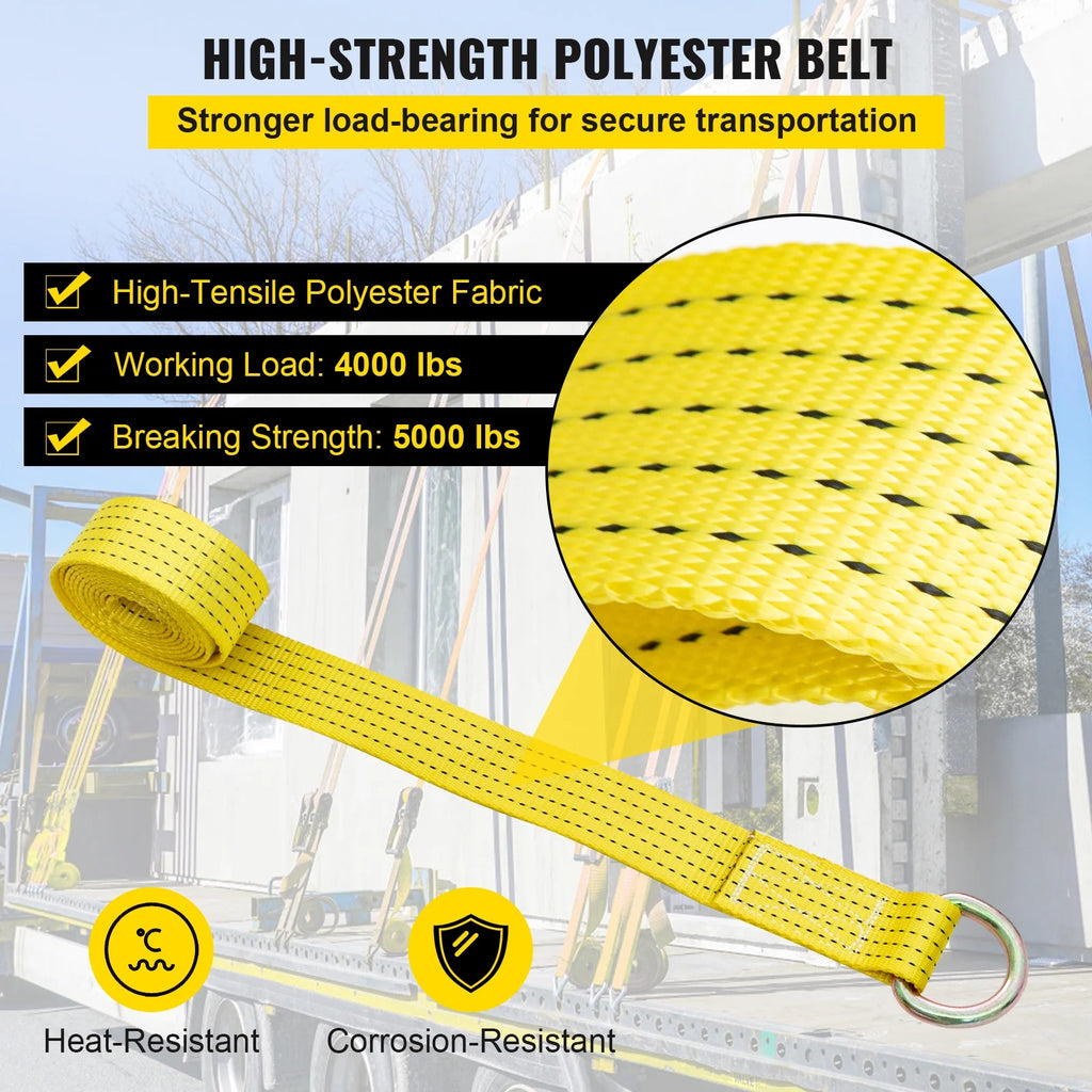 Yellow 4pcs Ratchet Tie Down Strap P849791