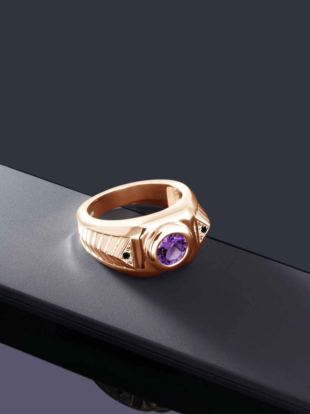 18K Rose Gold Plated Silver Men's Ring T23084