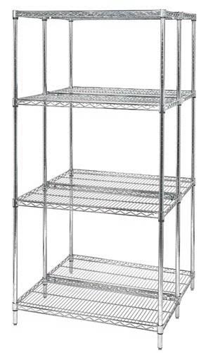 86 inch Wire 4-Shelf Add-On Unit in Chrome Finish O7858