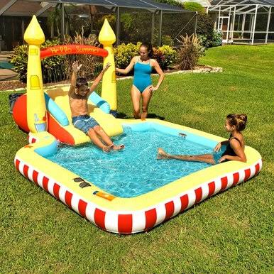 Inflatable Pool with Sprinkler Arch Over 5 ft Tall F76110