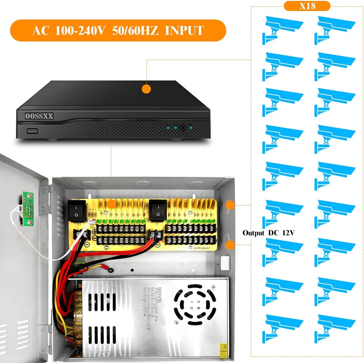 CCTV Power Supply 18 Channel 12V 20A L420