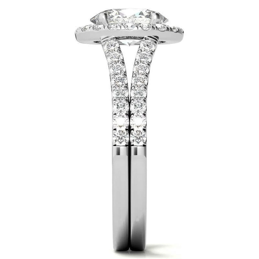 1Ct Oval Halo Split Shank Moissanite 925 Silver Sterling Engagement Ring S2362