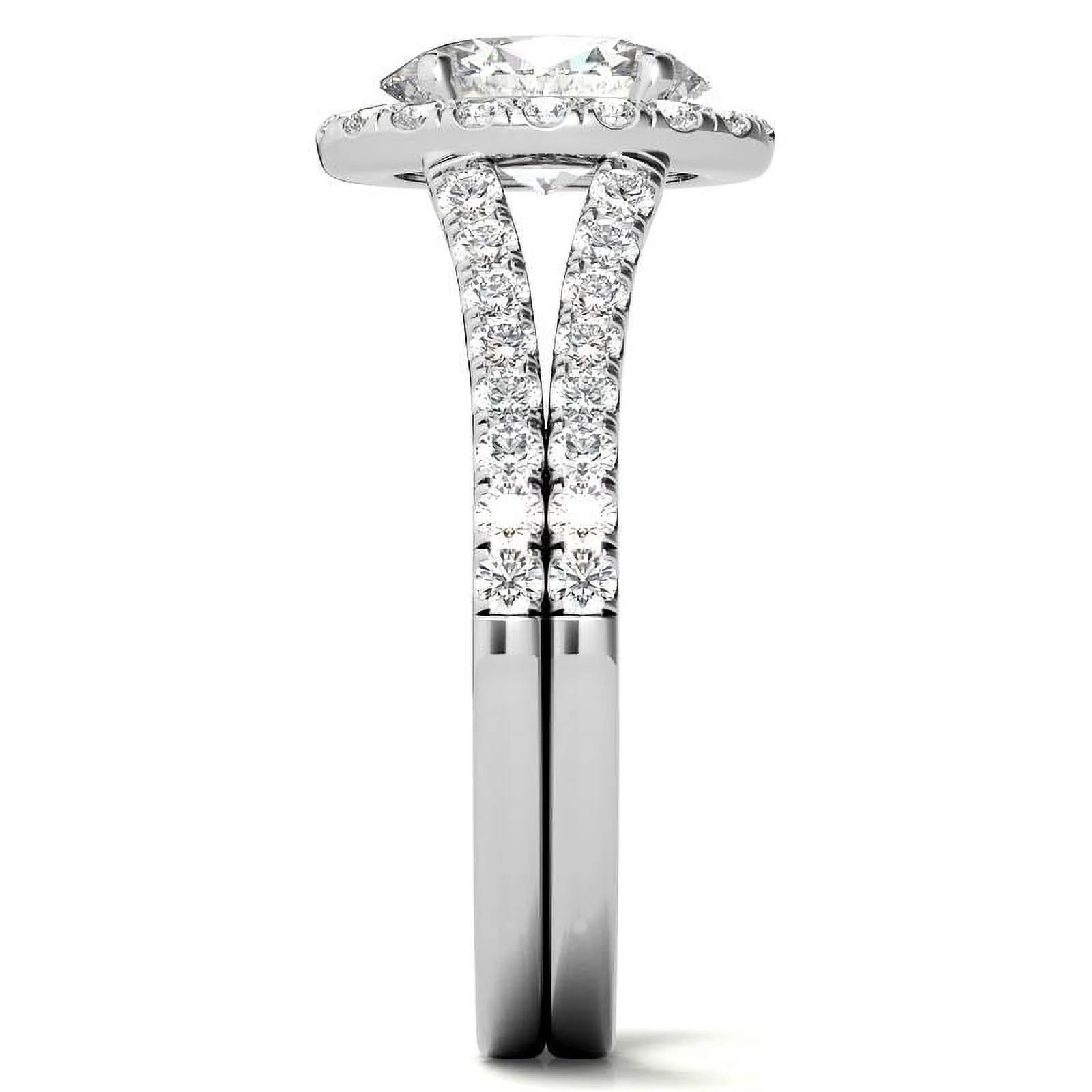 1Ct Oval Halo Split Shank Moissanite 925 Silver Sterling Engagement Ring S2362