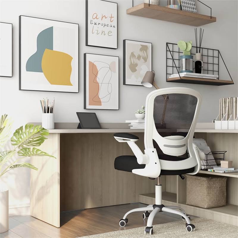White Adjustable Mesh and Metal Office Chair S408
