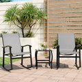 3 Piece Rocking Bistro Set with Glass Coffee Table Light Gray D78004