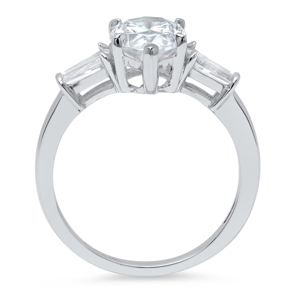 2.3ct Pear Cut Green Simulated Emerald 14k White Gold 3 Stone Ring Size 10.5 J35887