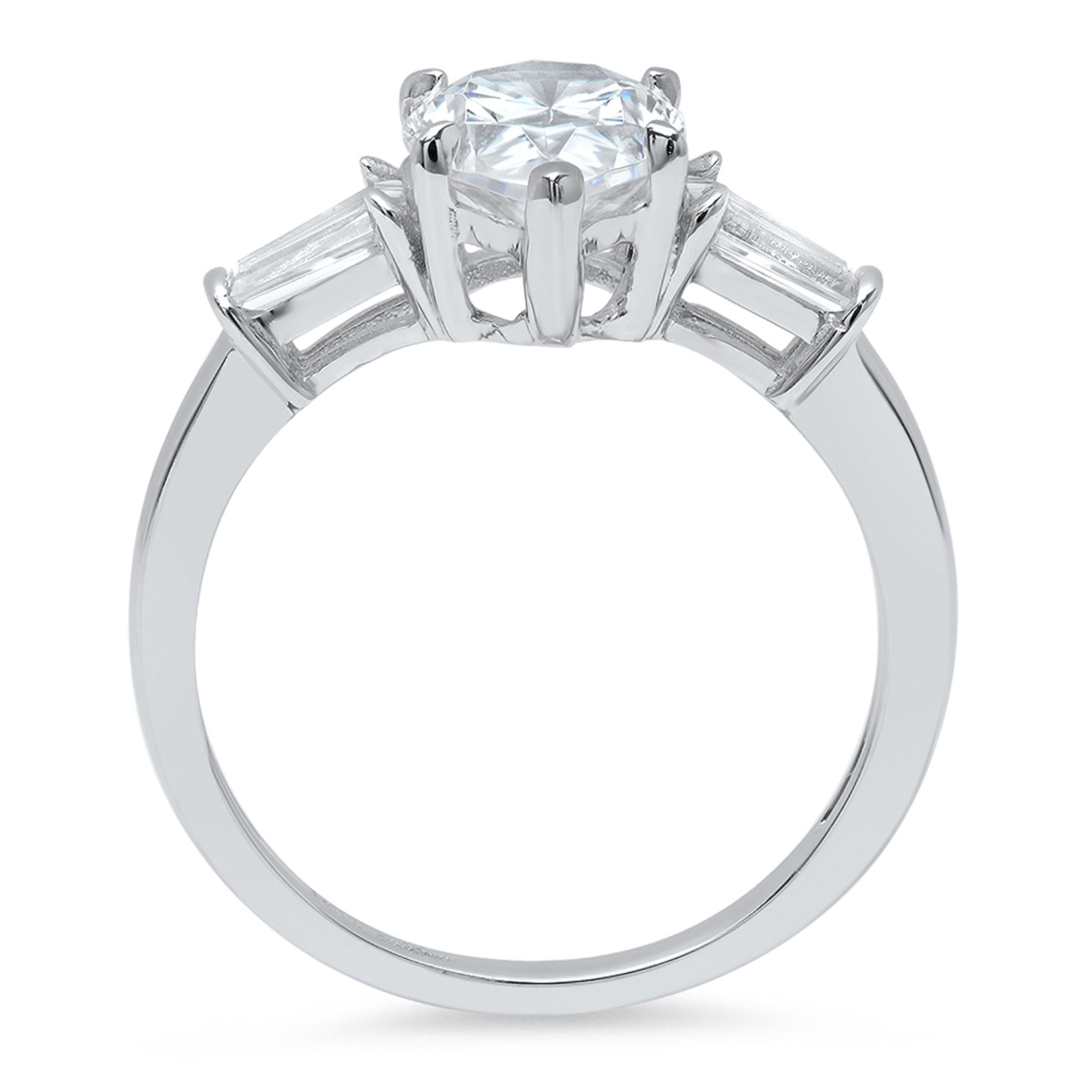 2.3ct Pear Cut Green Simulated Emerald 14k White Gold 3 Stone Ring Size 10.5 J35887