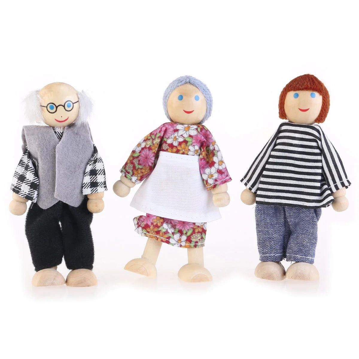 Wooden Dollhouse Furniture Set with Grandparents W849