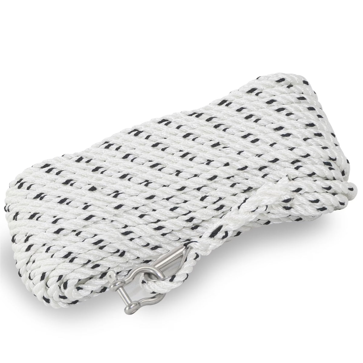 1/2 inch x 100 ft 3-Strand White Nylon Anchor Rope Line with Stainless Steel Thimble and Schakle Y3799