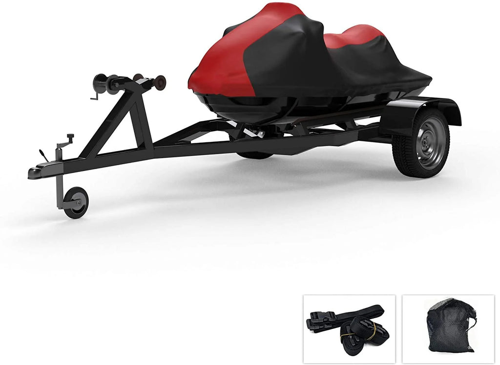 RED/Black Trailerable Jet Ski Cover with Trailer Straps and Storage Bag E63519