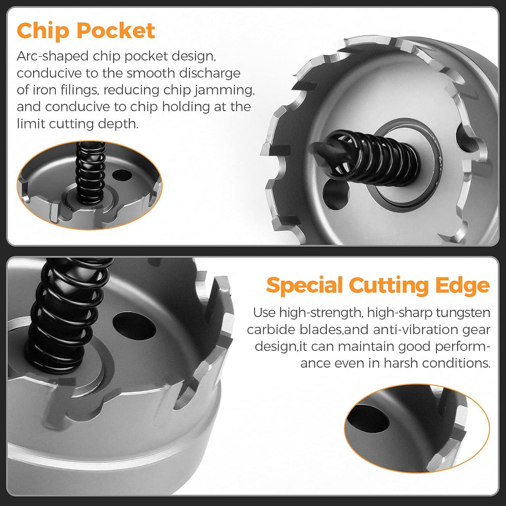 9 Piece Stainless Steel Carbide Hole Saw Kit with Molded Plastic Case C2409