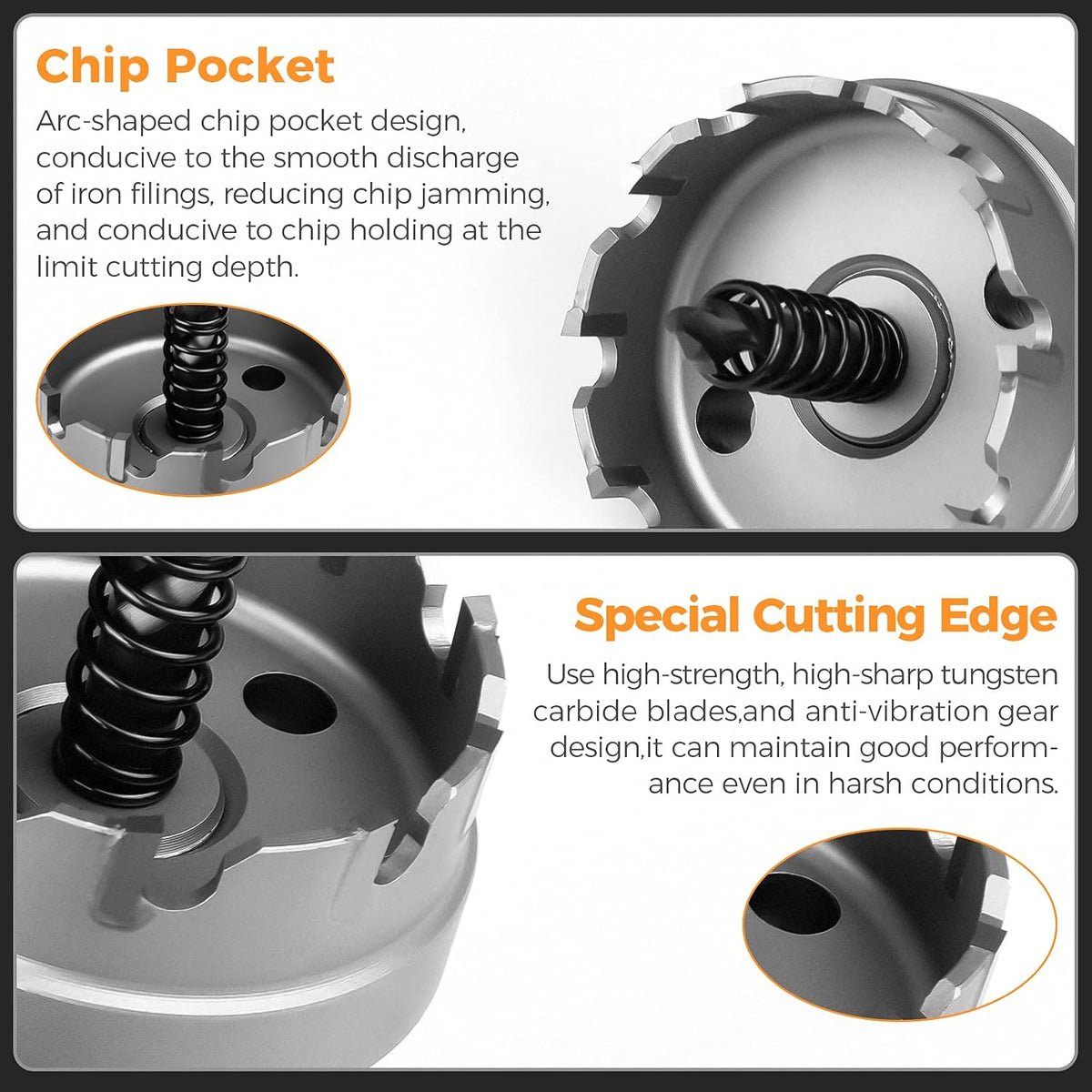 9 Piece Stainless Steel Carbide Hole Saw Kit with Molded Plastic Case C2409