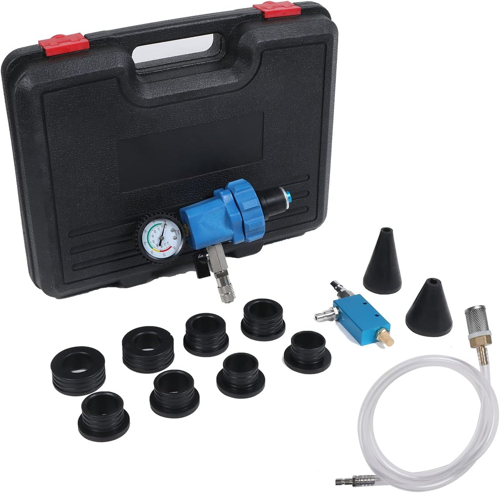 Universal Coolant Vacuum Refill Kit with Dual Scale Pressure Gauge, 2PCS Rubber Plug and 8PCS Rubber Adapters, 35mm 40mm 45mm 55mm, Pack of 2 P239072