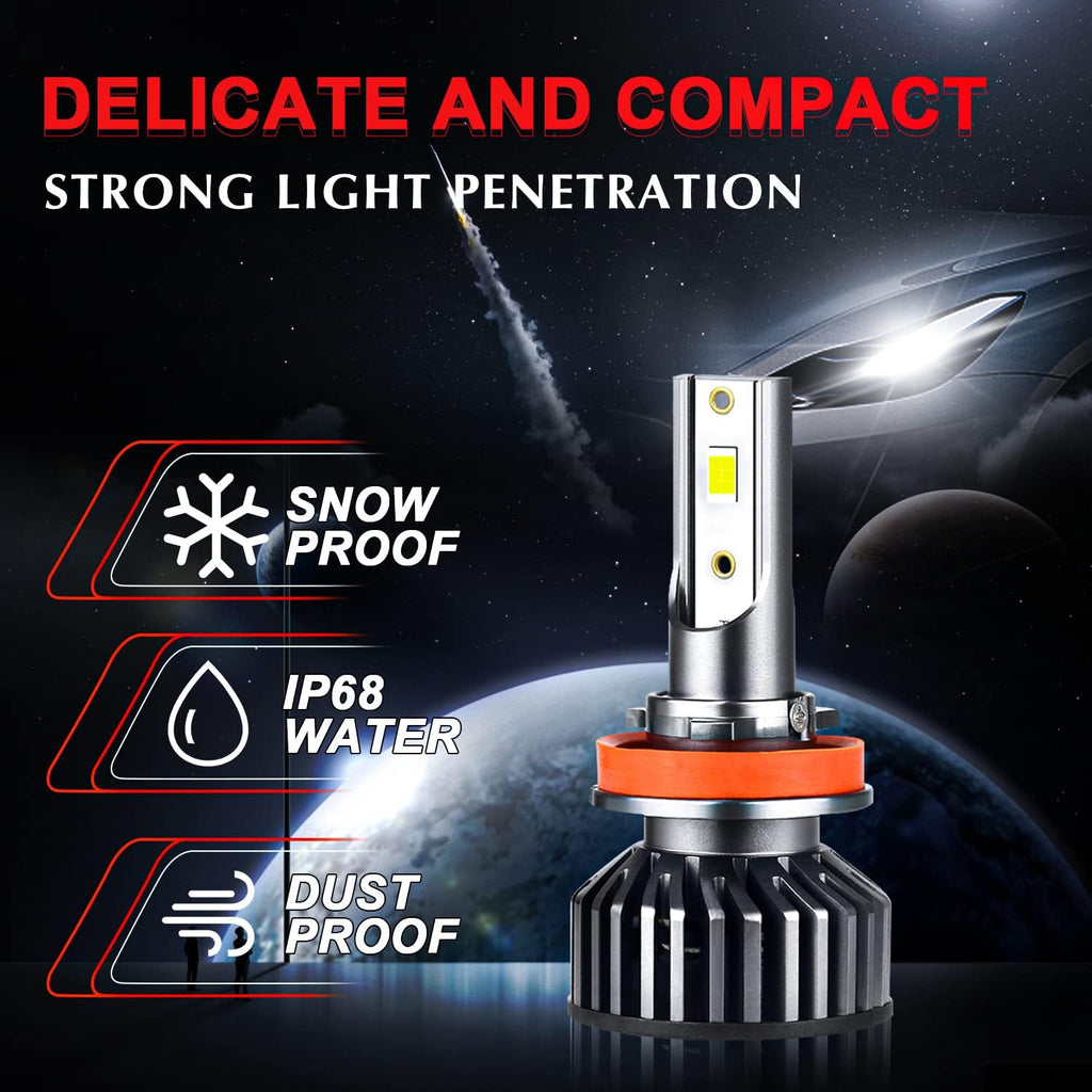9005 High Beam + H11 Low Beam LED Headlight Bulbs, 6000K Cool White, Pack of 4 Pack of 2 I9180