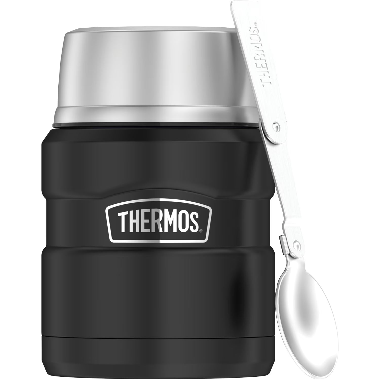Black Stainless Steel Vacuum Insulated Food Jar With Spoon, 16 oz R88678