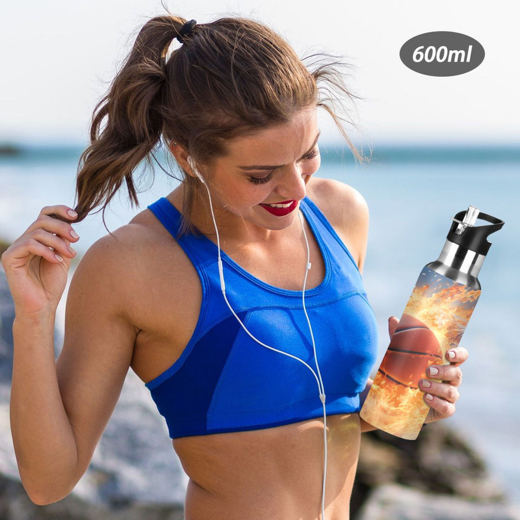 Stainless Steel Insulated Thermos Vacuum Flask Water Bottle with Straw Lid I178