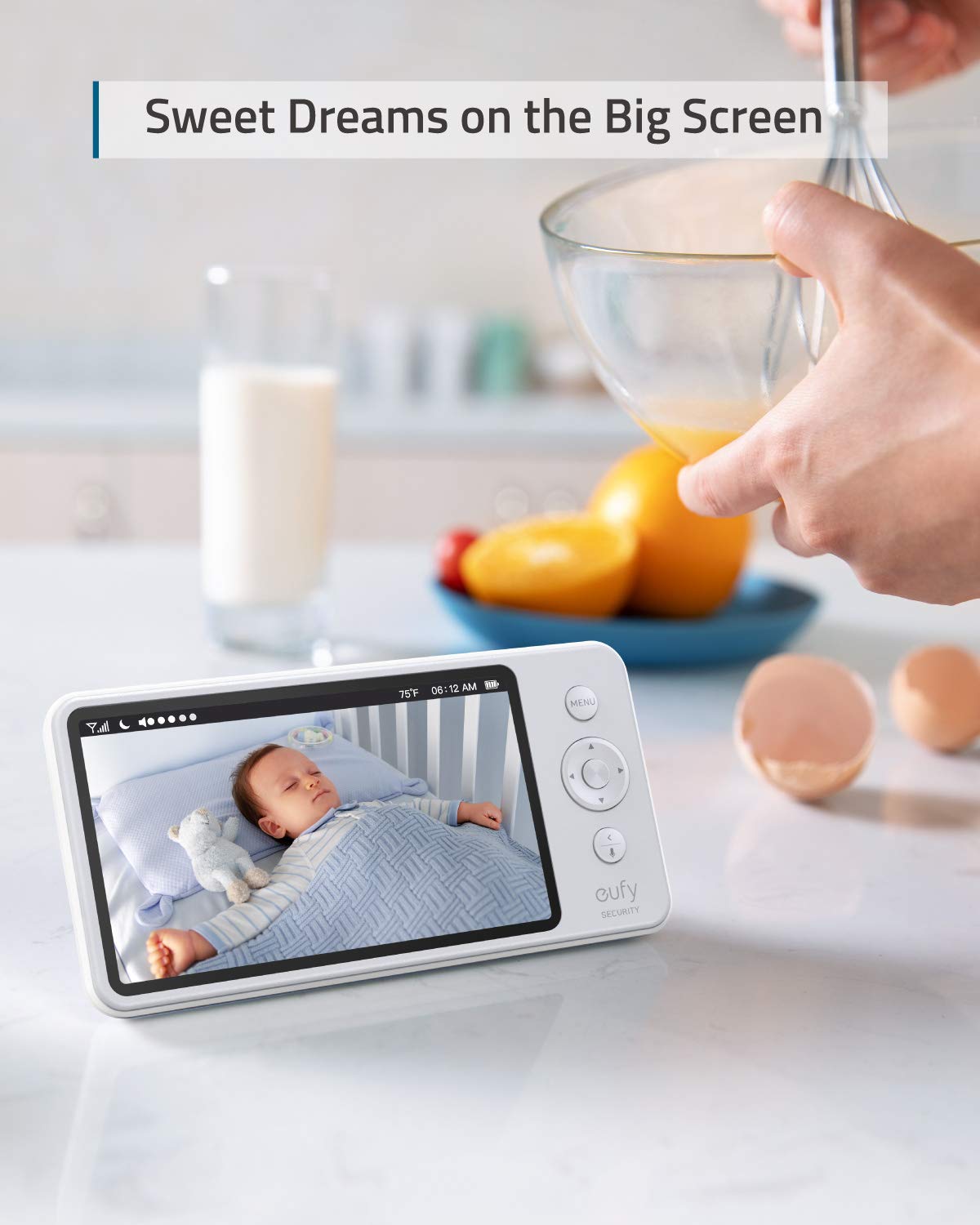 Video Baby Monitor with Camera and Audio, 2-Cam Kit, 720p HD, 5 Display, 110° Wide-Angle Lens, Night Vision P40356