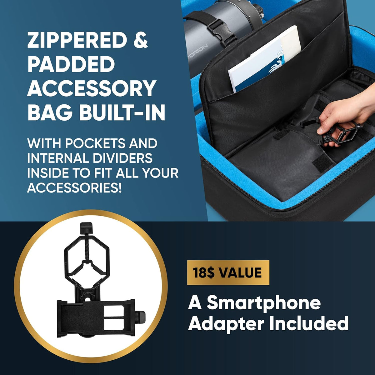 Hard Case with Soft Padding for 4”, 5”, 6”, and 8” Optical Tubes W934