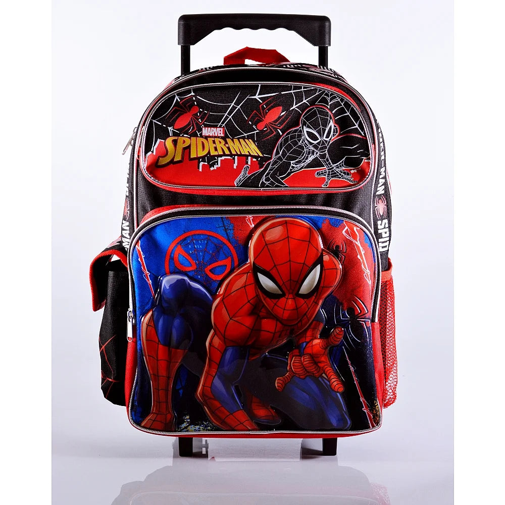 Black Red Blue Rolling School Backpack with Lunch Bag B379