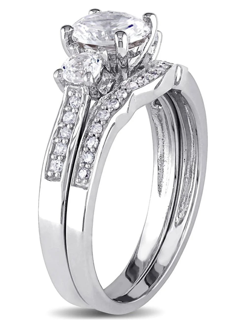 1 1/3 Carat White Sapphire Bridal Engagement Ring in 10K White Gold X777