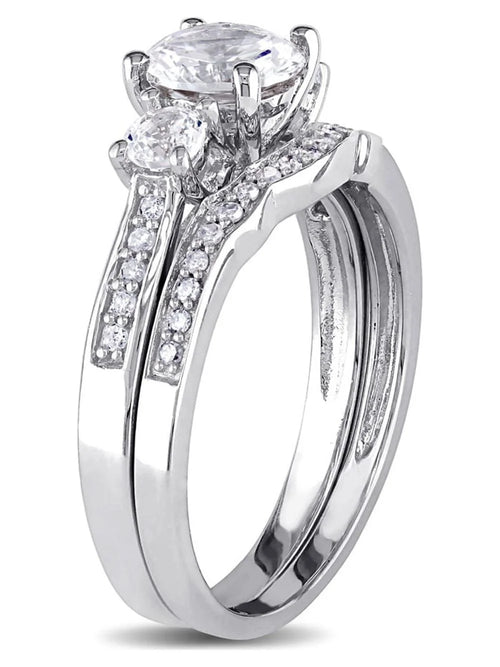 1 1/3 Carat White Sapphire Bridal Engagement Ring in 10K White Gold X777