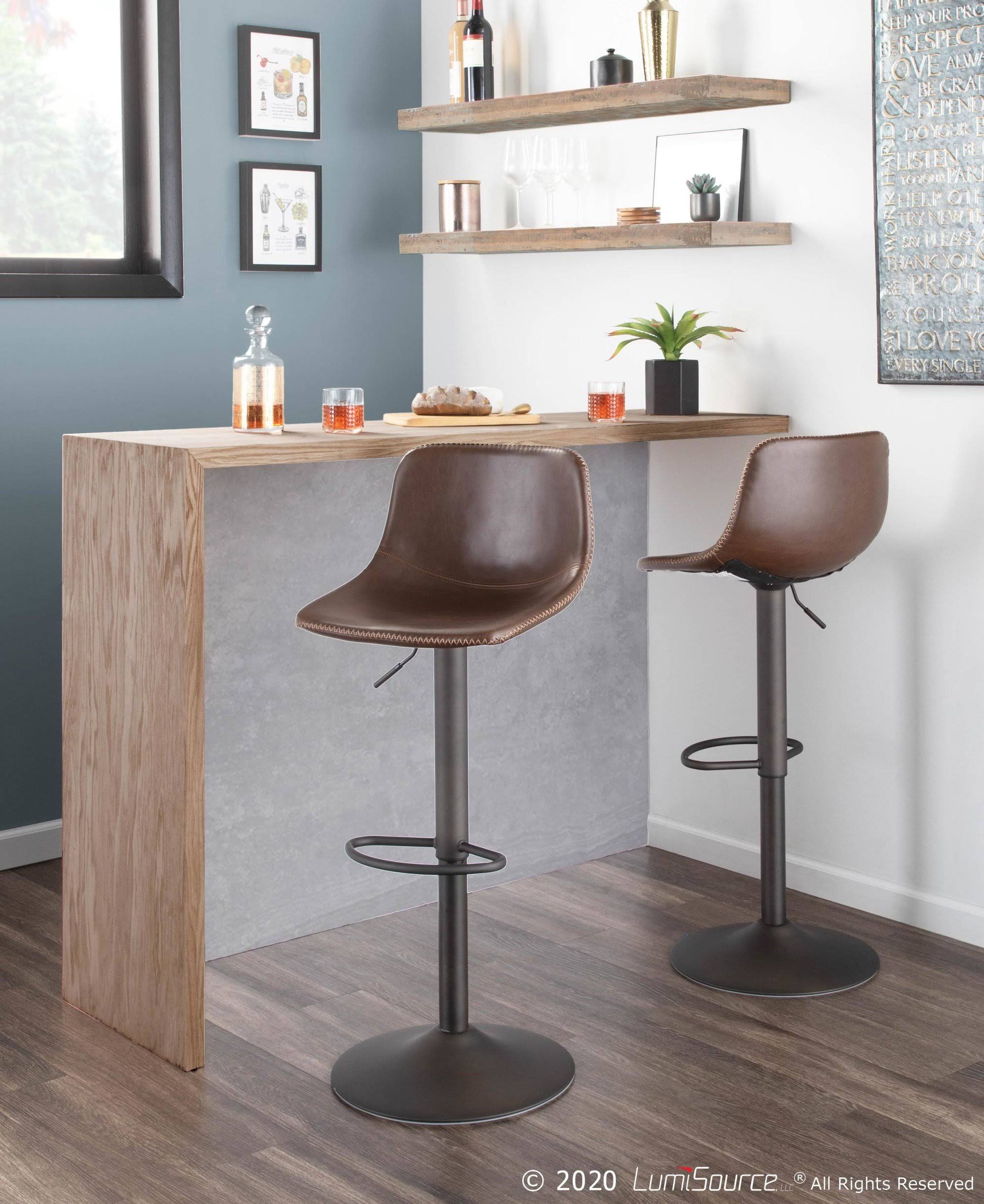Adjustable Barstool in Brown (Set of 2) U278