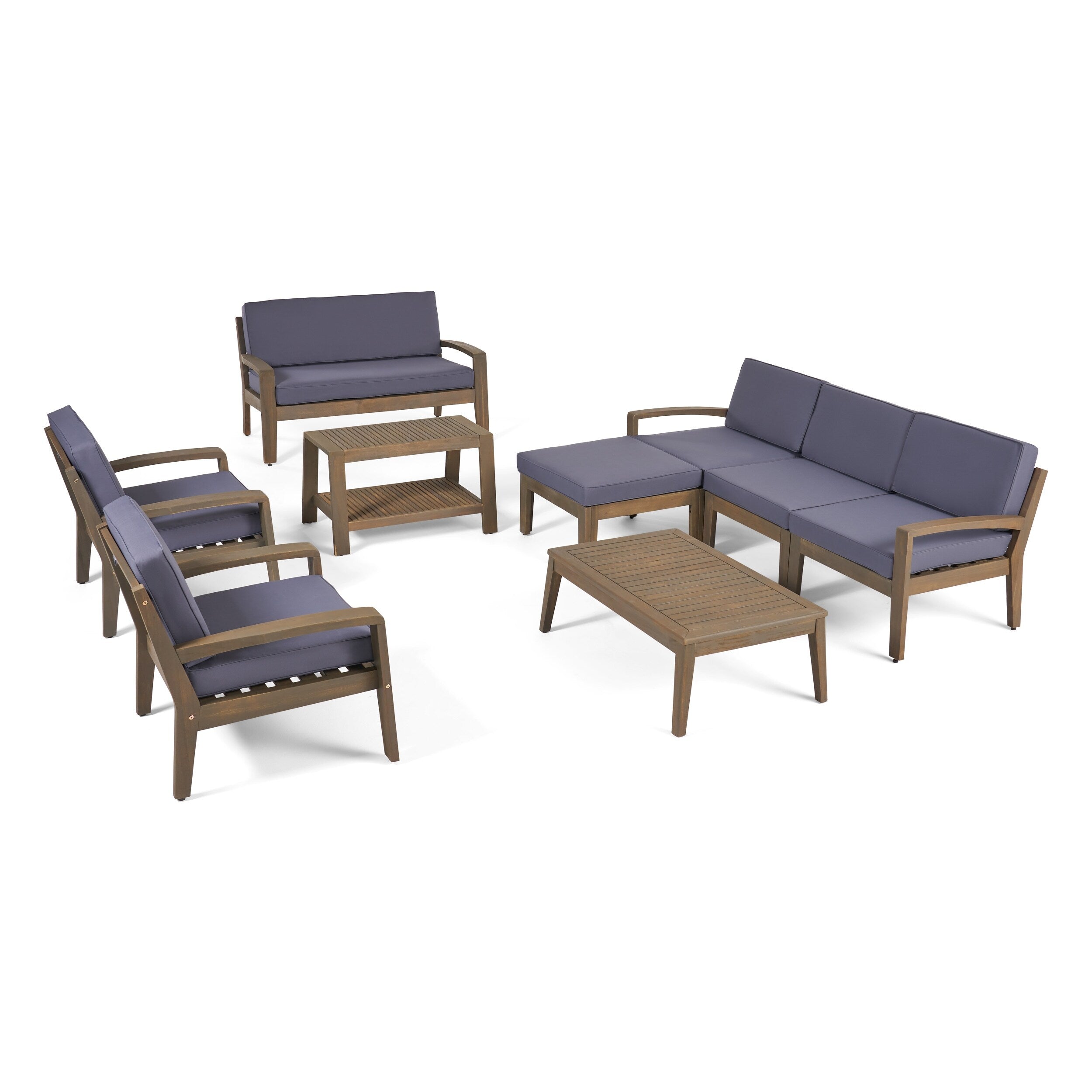 7-Seater Sectional Sofa Chat Set with Ottoman S363