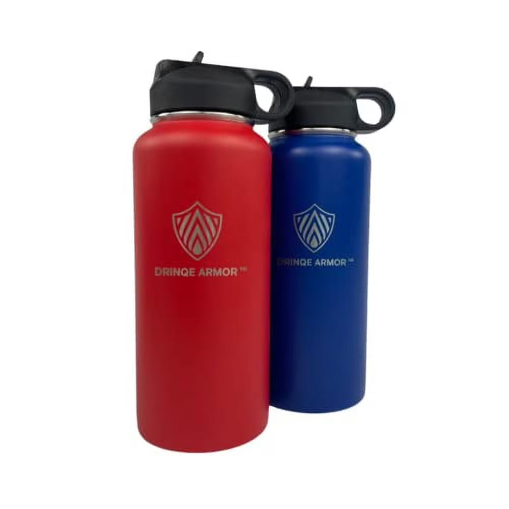 2 Pack 32 oz Stainless Steel Insulated Water Bottle with Straw and Standard Lid D431394