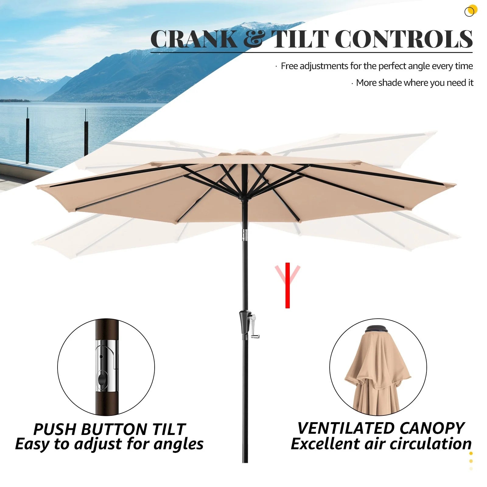 Beige 10 ft Patio Umbrella Z78487