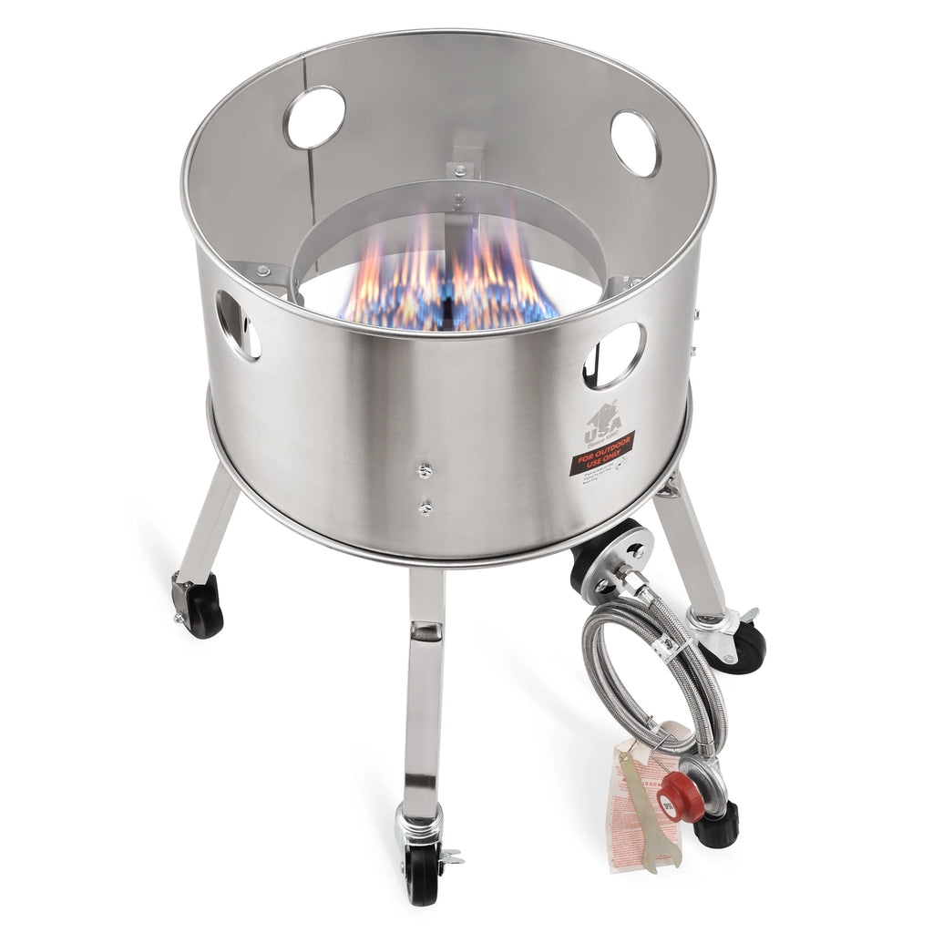 Stainless Steel Propane Burner Turkey Fryer with Wheels 200,000 BTU C9097