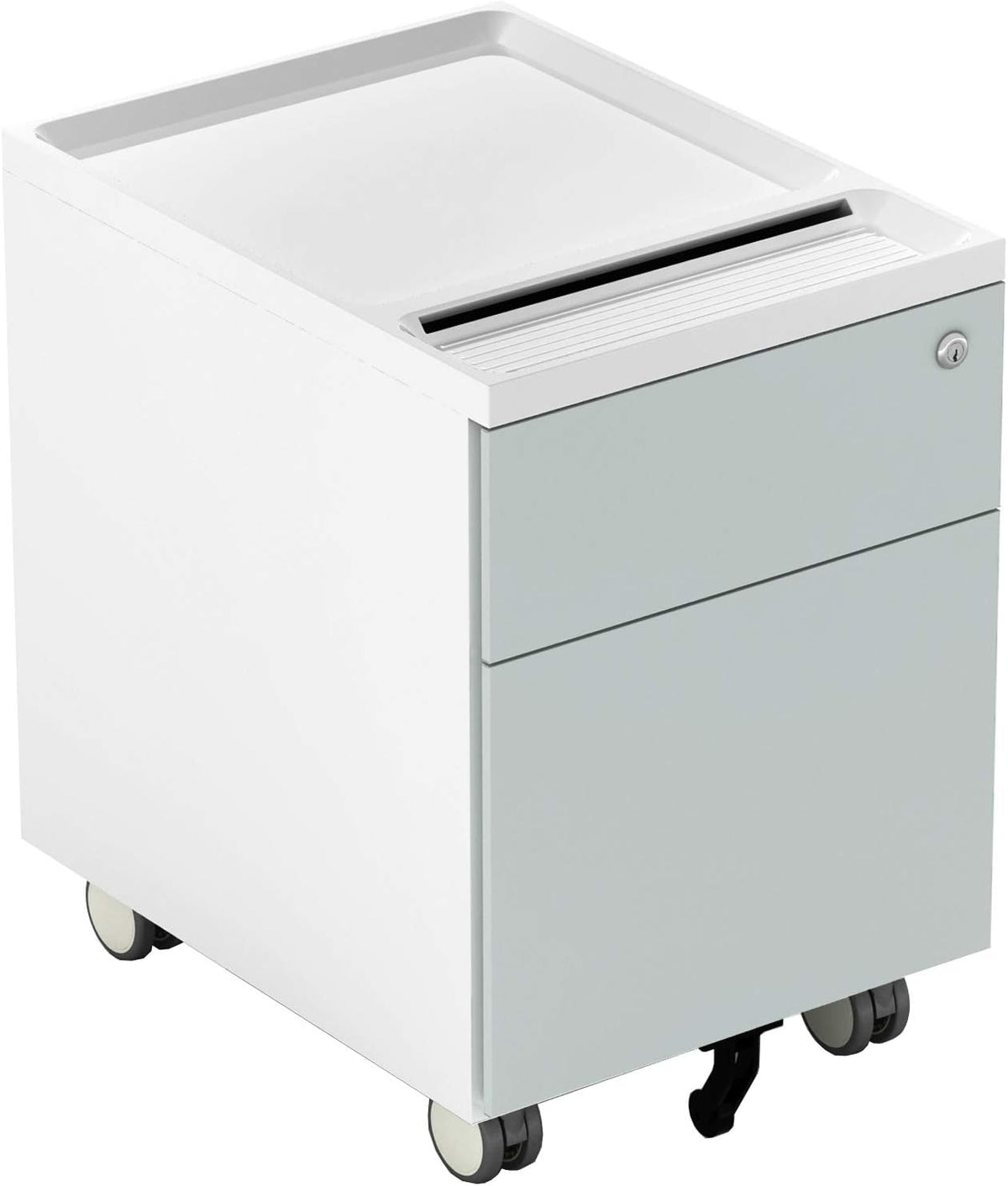 2 Drawer Metal File Cabinet with Lock and Casters B2418